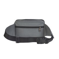 Lorenz Polyester Structured Twin Top Zip Bumbag with 2 Front Zip Pockets & Rear Zip Pocket